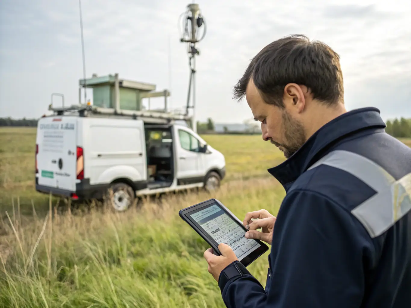 A field technician using Pow Wow to provide remote assistance to a colleague on-site, demonstrating the platform's remote support capabilities.